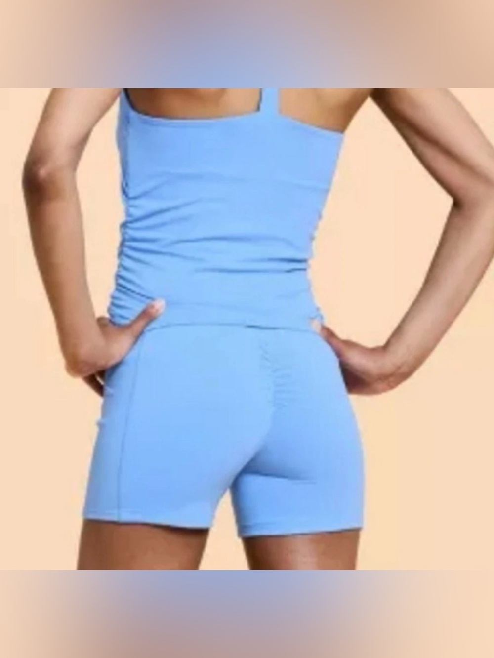 Blogilates XS Cool Blue Shorts CrissCross Front Scrunch Butt Pockets Yoga Pilate